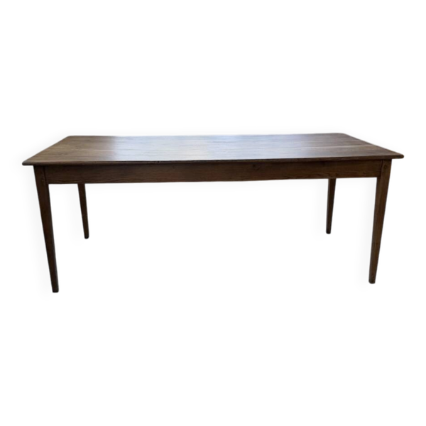 Table de ferme chêne pieds fuseaux 1950