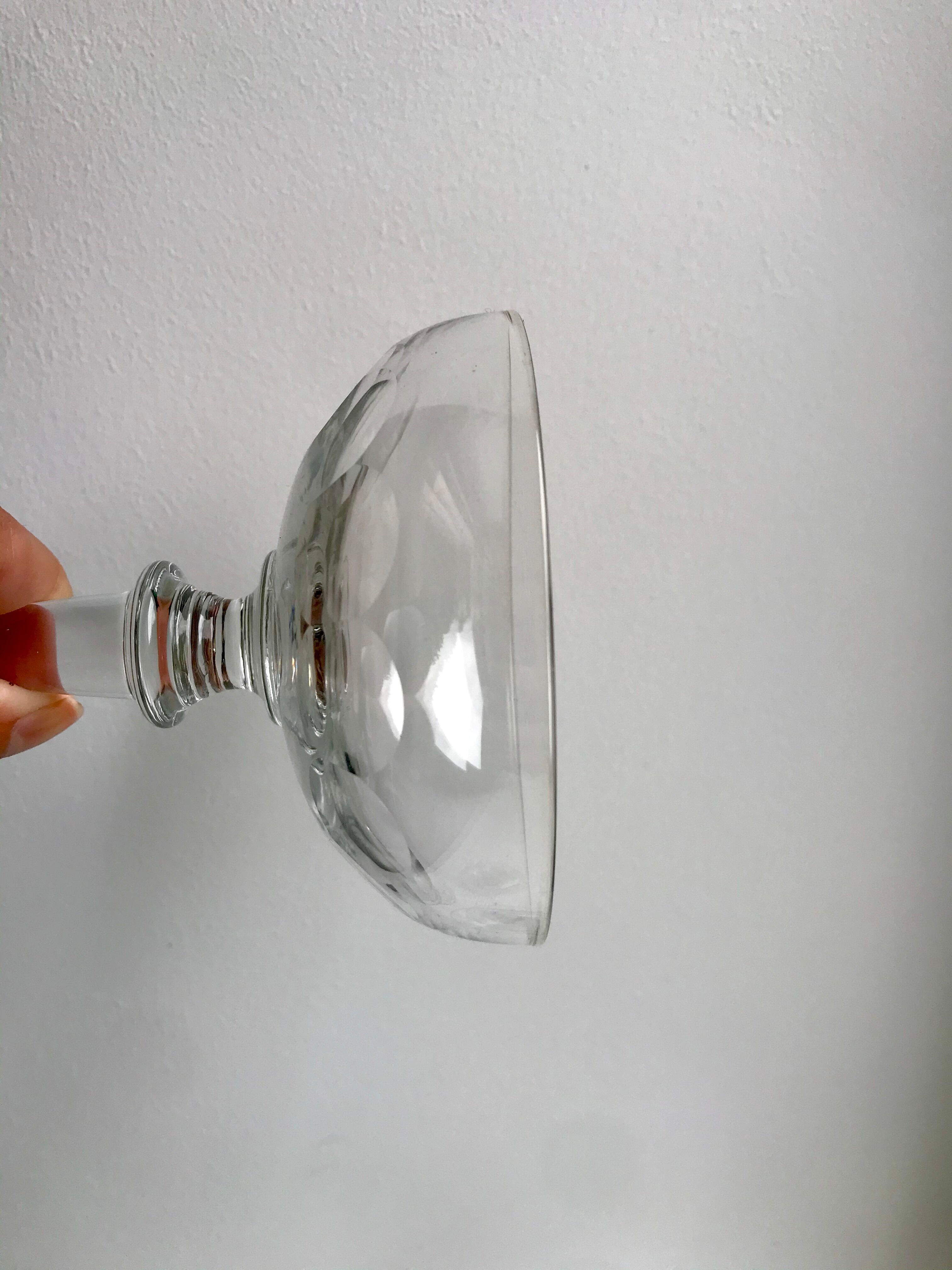 Set of 5 large crystal champagne glasses 30s-40s