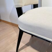 Art Deco Chairs in Black Lacquer in Cream Velour, France, 1930s, Set of 8