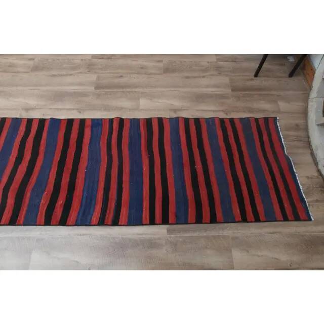 1970s Vintage Turkish Handmade Wool Cotton Pink Kilim Runner Rug 70x311