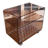 70s smoked Plexiglas hi-fi cabinet