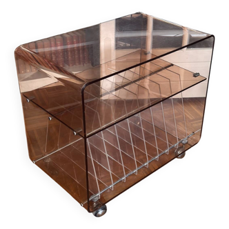 70s smoked Plexiglas hi-fi cabinet