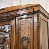 Art Deco period bedroom wardrobe with mirror in walnut and elm burl