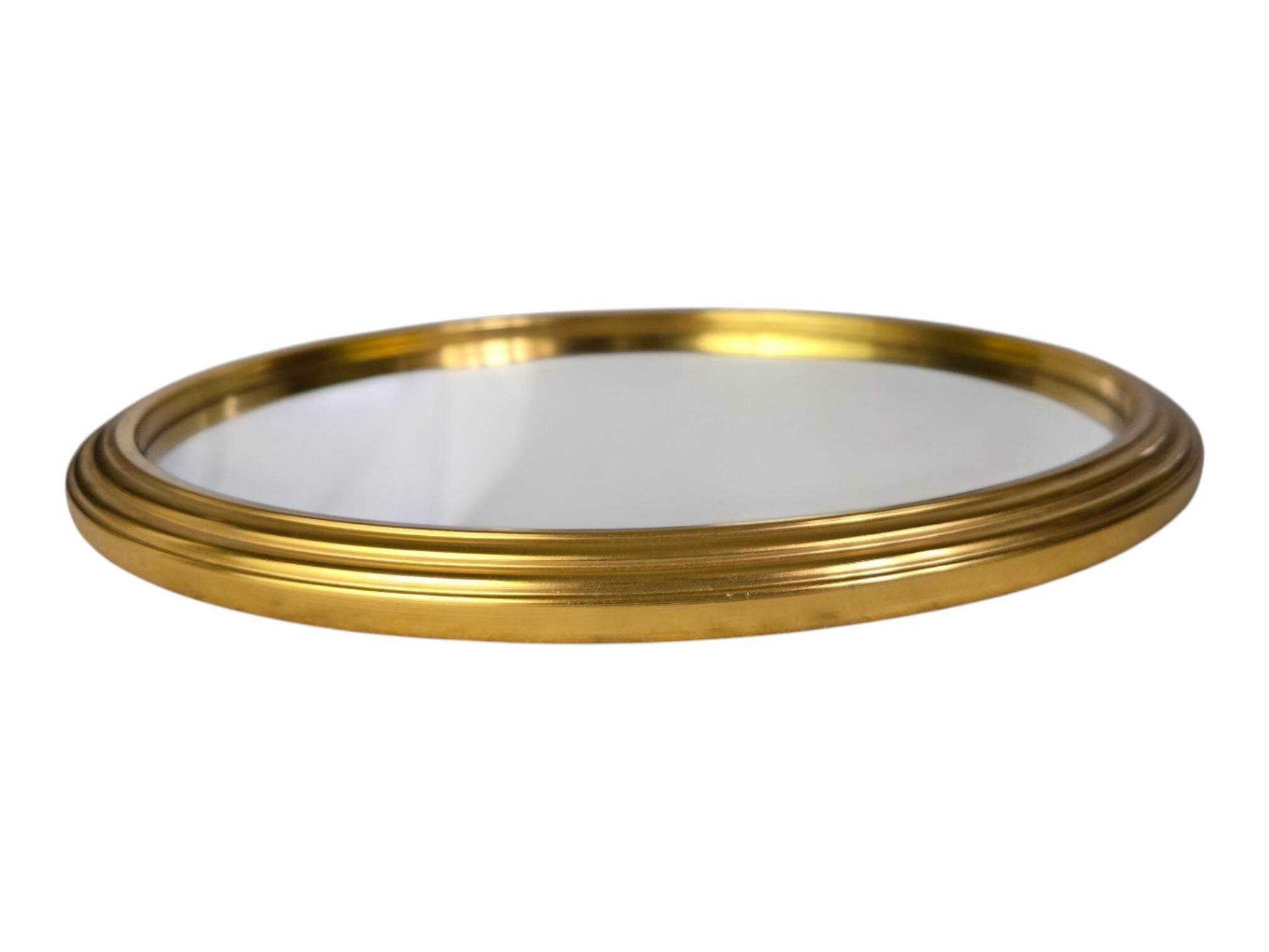 Plateau miroir rond en métal doré D.23