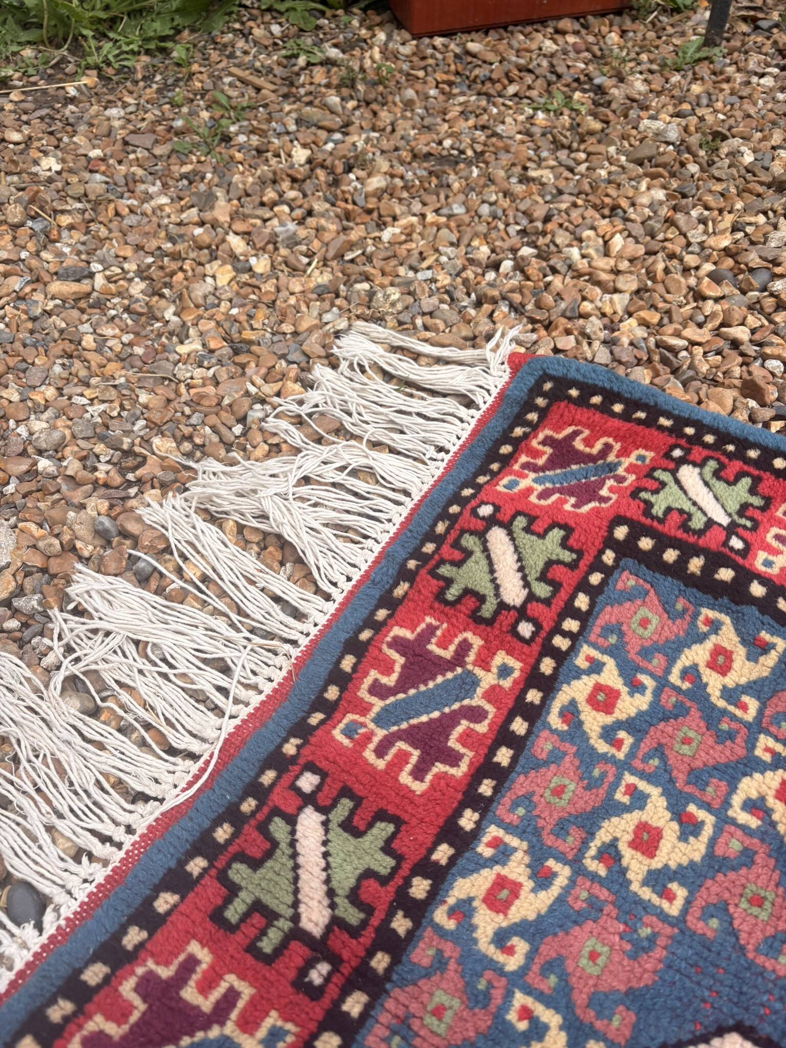Vintage Oriental Handwoven Caucasian Shirvan Rug 82x130cm