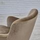 Chaise longue danoise des années 1970, état d'origine, mobilier en velours, pieds en hêtre.