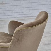 1970s, Danish lounge chair, original condition, furniture velour, beech wood legs.