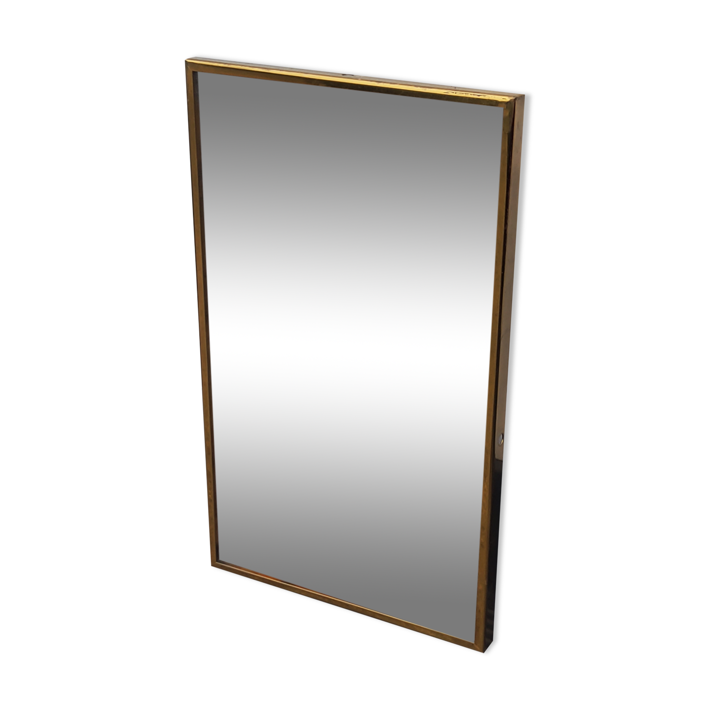 Mirror of the 70s in gilded metal, 60x35 cm