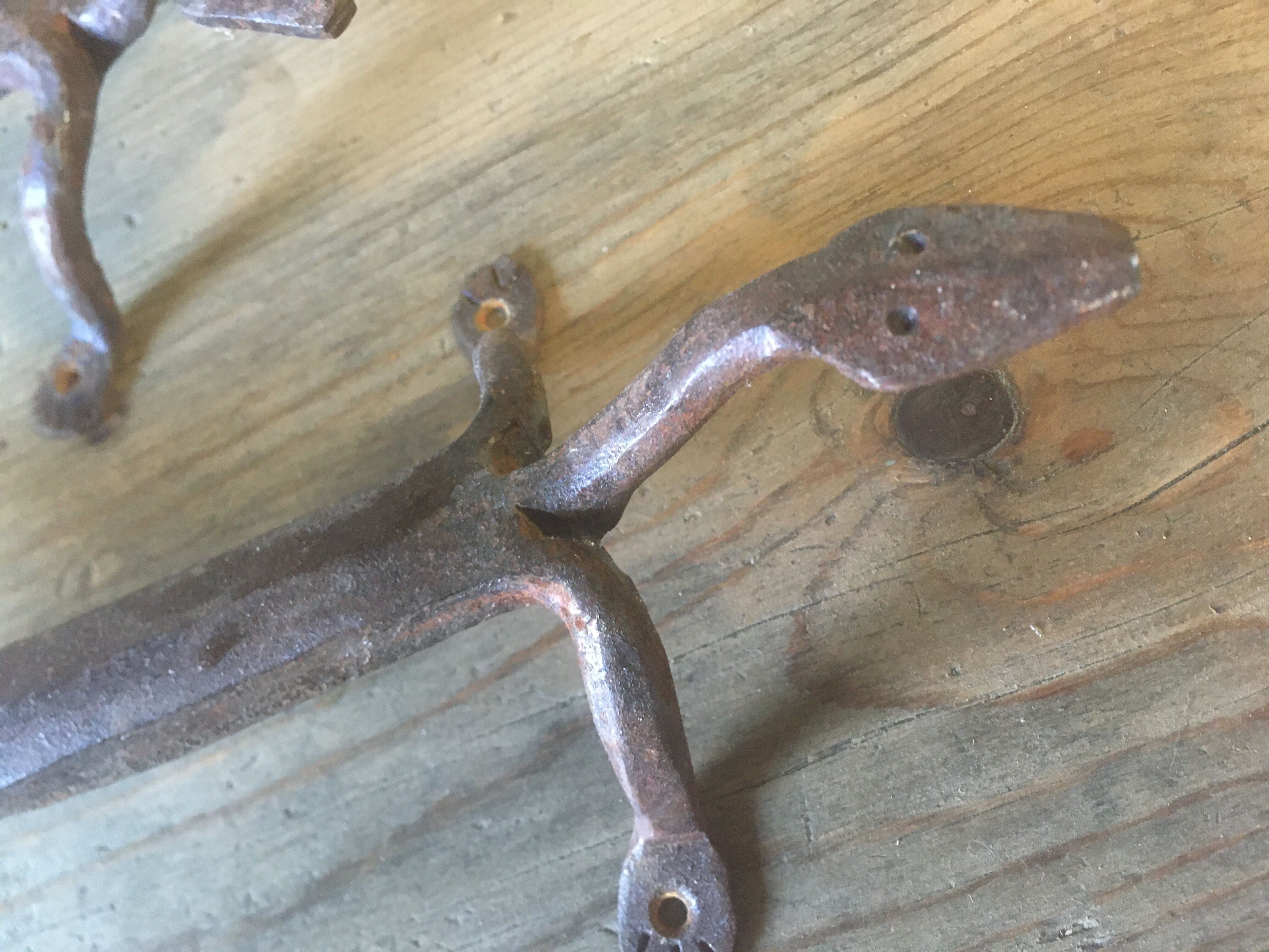 Door handles "Lizards" in handcrafted recycled wrought iron