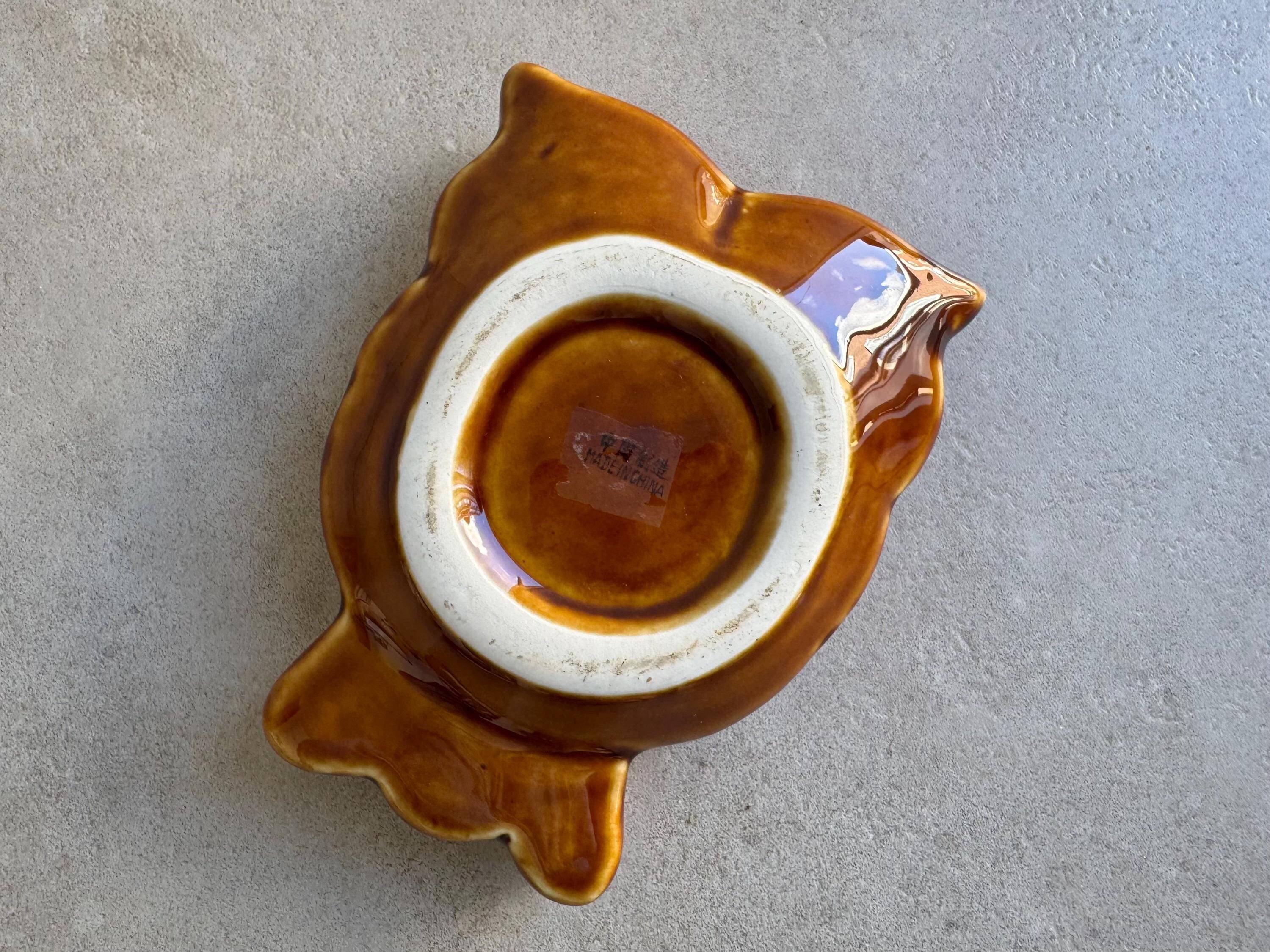 Vintage 70s ceramic owl ashtray