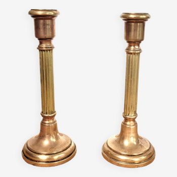 Pair of old golden candlesticks