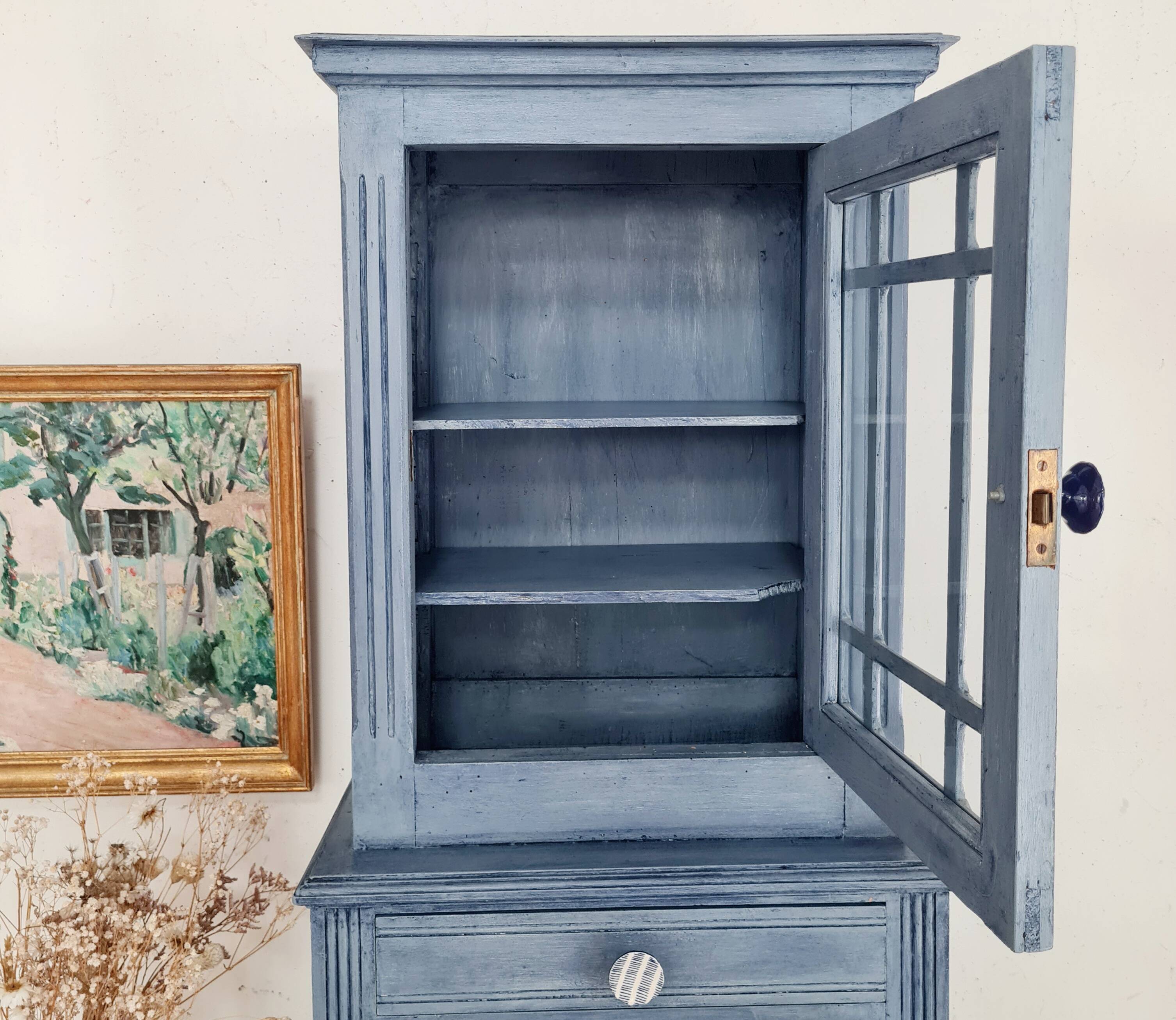 50s display case - small blue dresser