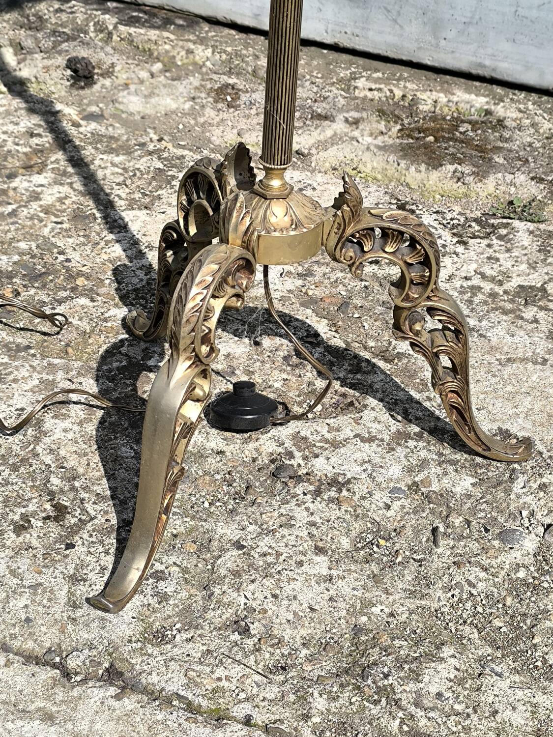 Vintage brass tripod floor lamp