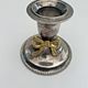 Set of 4 silver metal candle holders with gold bow - classic chic style