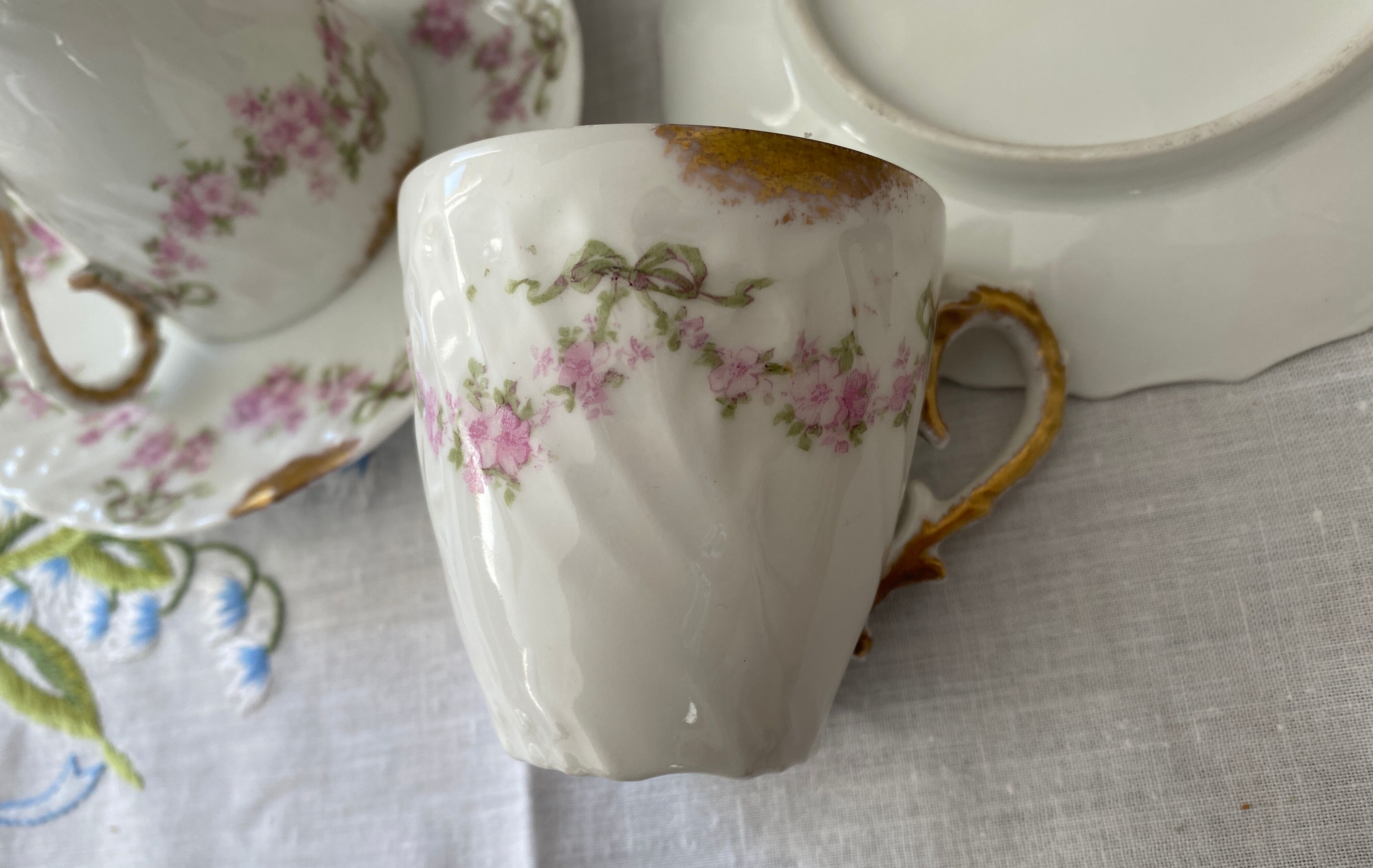 Duo of antique porcelain cups