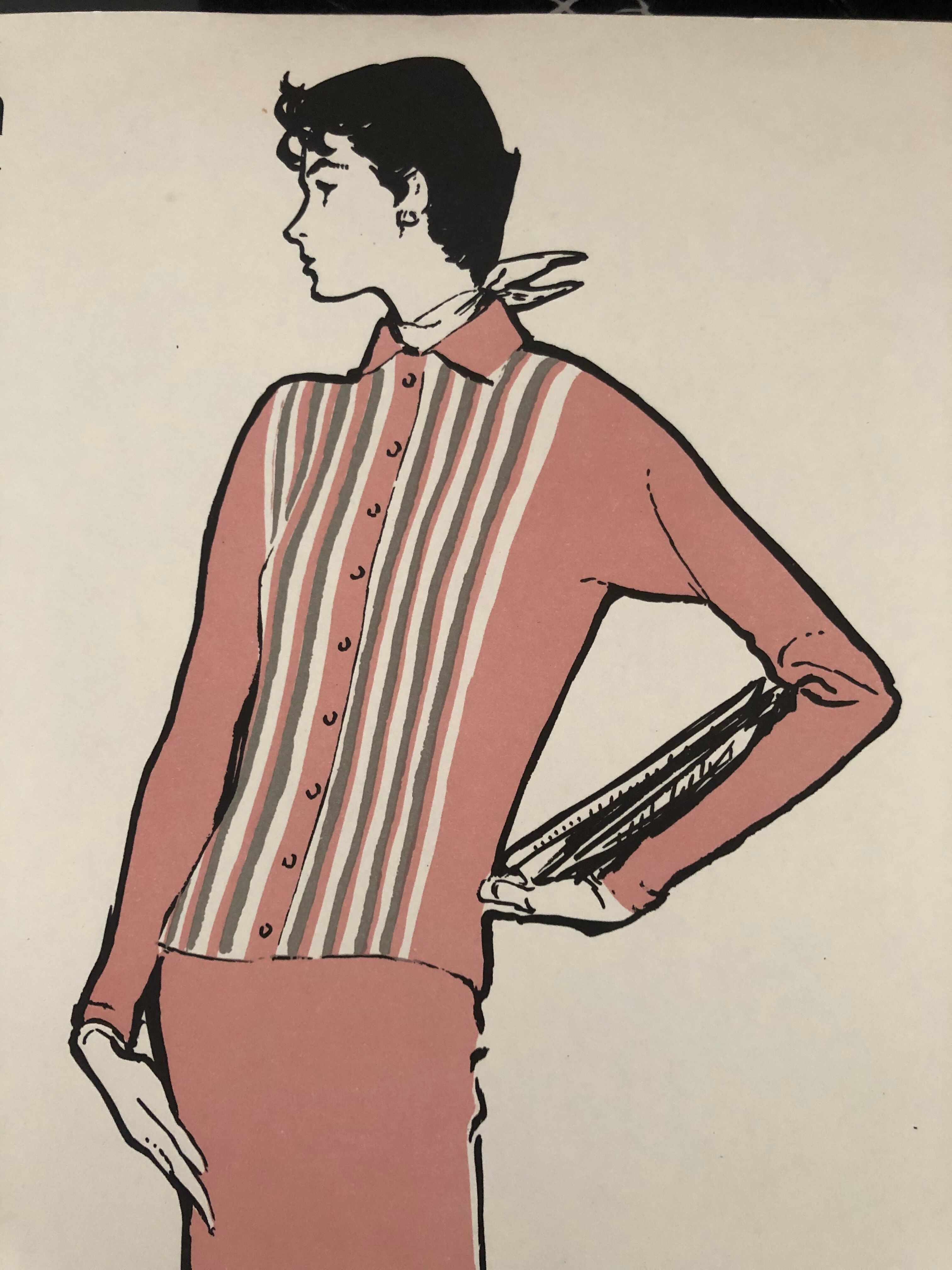 Illustration de mode 1957 par René Gruau