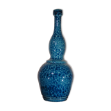 Vase signed blue modernist ceramic bottle bouhey 1973