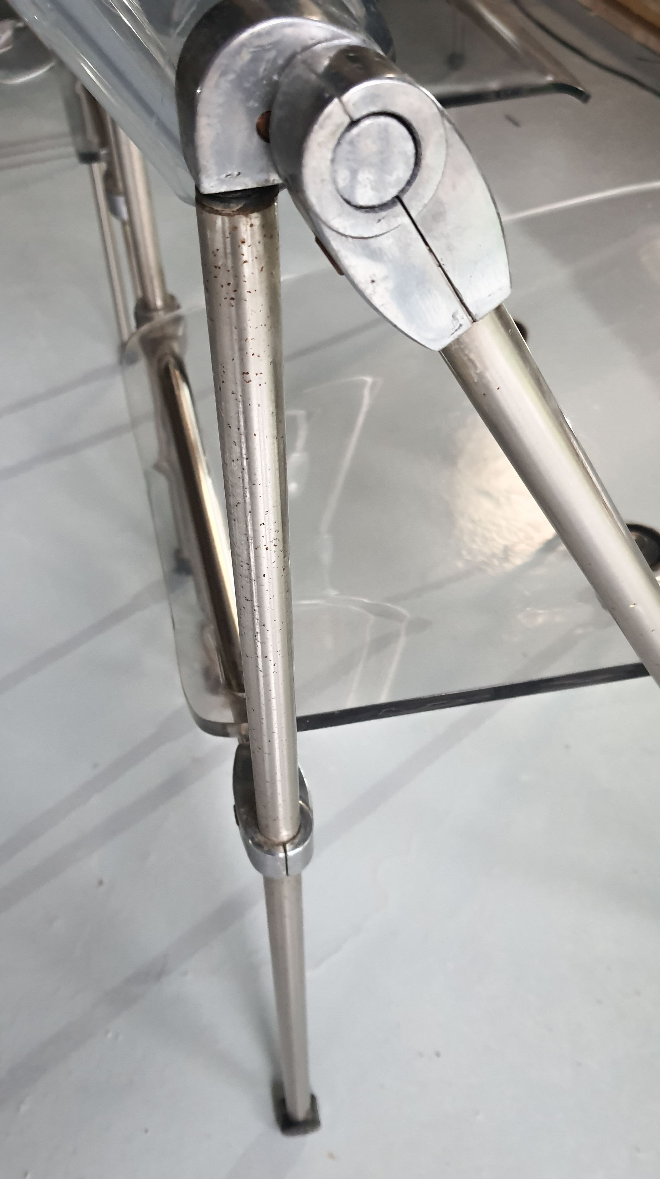 Pair of modern folding chairs in plexiglass