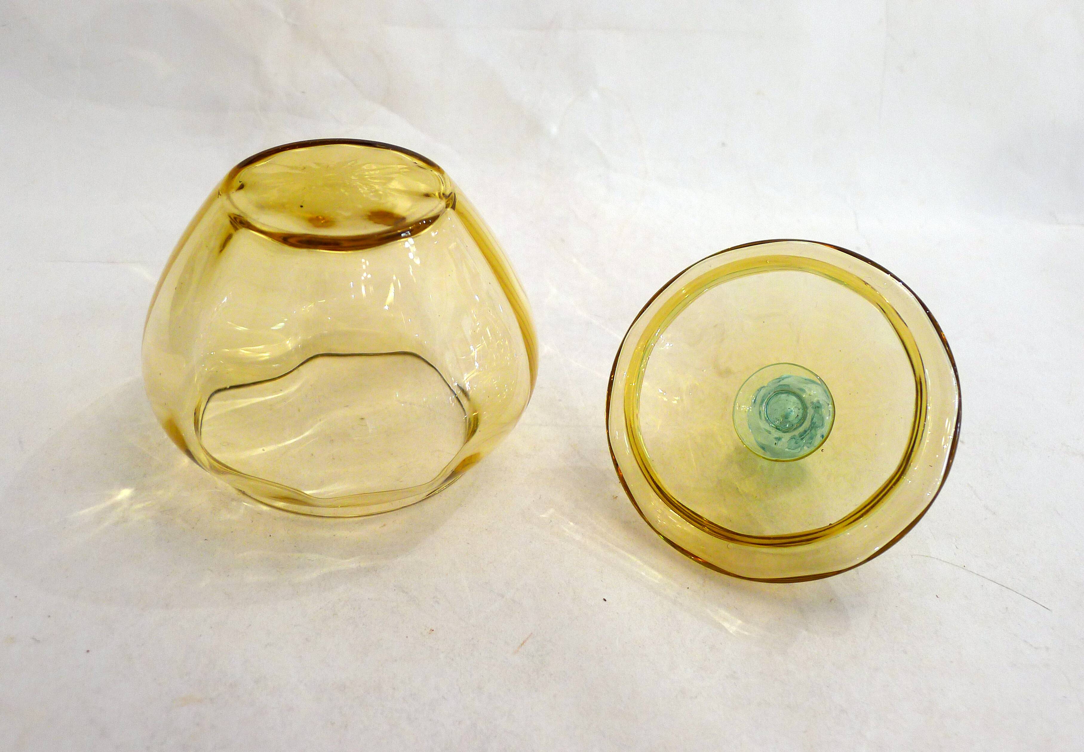Antique two-tone blown glass bonbonnière