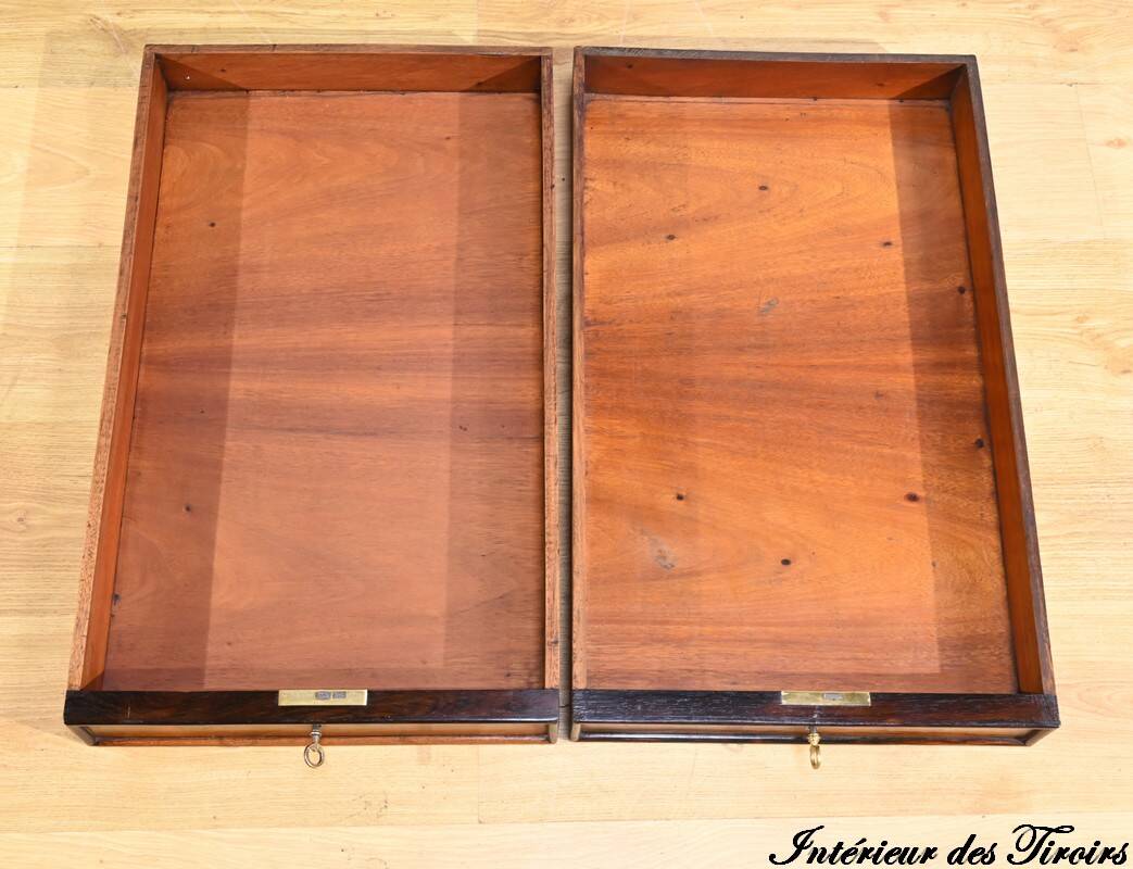 Desk Table with Shutters in Solid Rosewood, Restoration Period – Early 19th Century