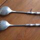 Silver salad servers, bamboo shape, vintage 1960