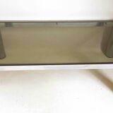 Rectangular coffee table 70s chrome and smoked glass 105 x 55.1 x 35.5 cm height