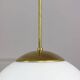 Large mid-century italian opaline & brass sphere pendant lamp