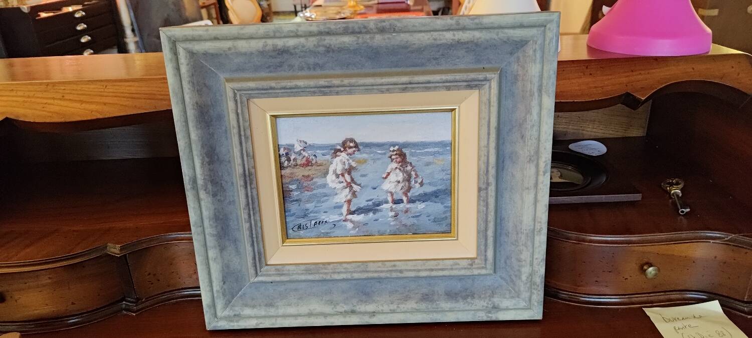 Tableau fillettes sur la plage