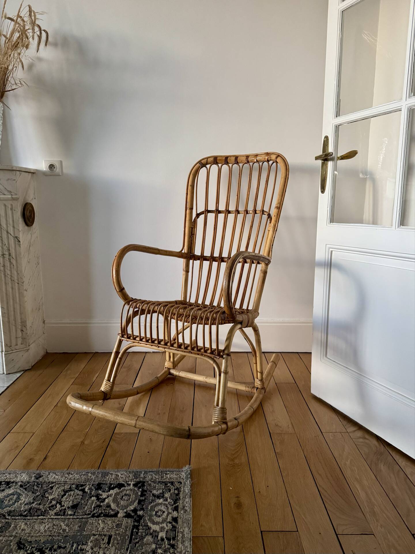 Bamboo and rattan rocking chair