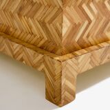 Coffre en marqueterie de bambou et laiton Galerie Maison & Jardin 1970