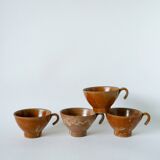 Lot de 4 tasses à café / thé en grès émaillé 1970