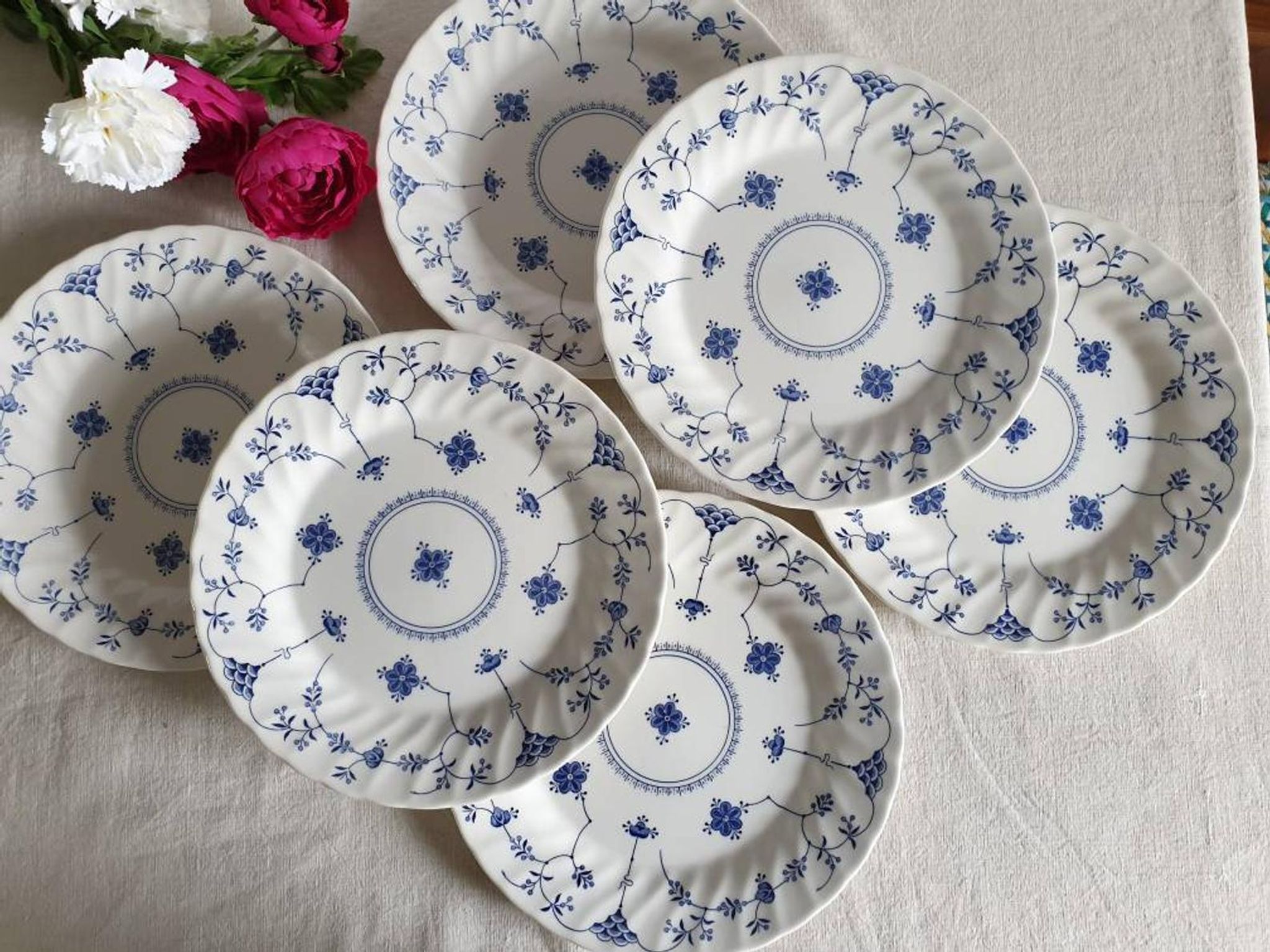 Old Flat plates X6 motif "Royal Copenhagen" in retro earthenware