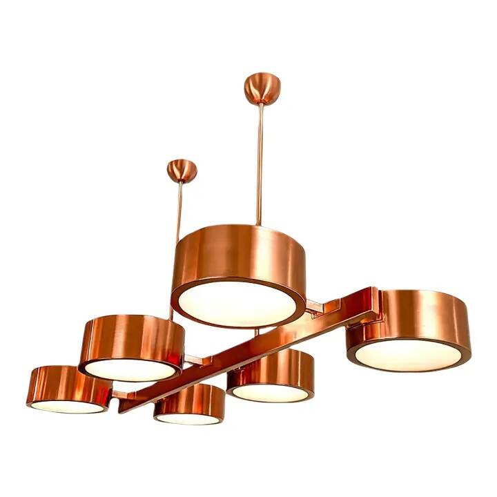 Rectangular Polished Copper Chandelier Italian Chandelier by SimoEng