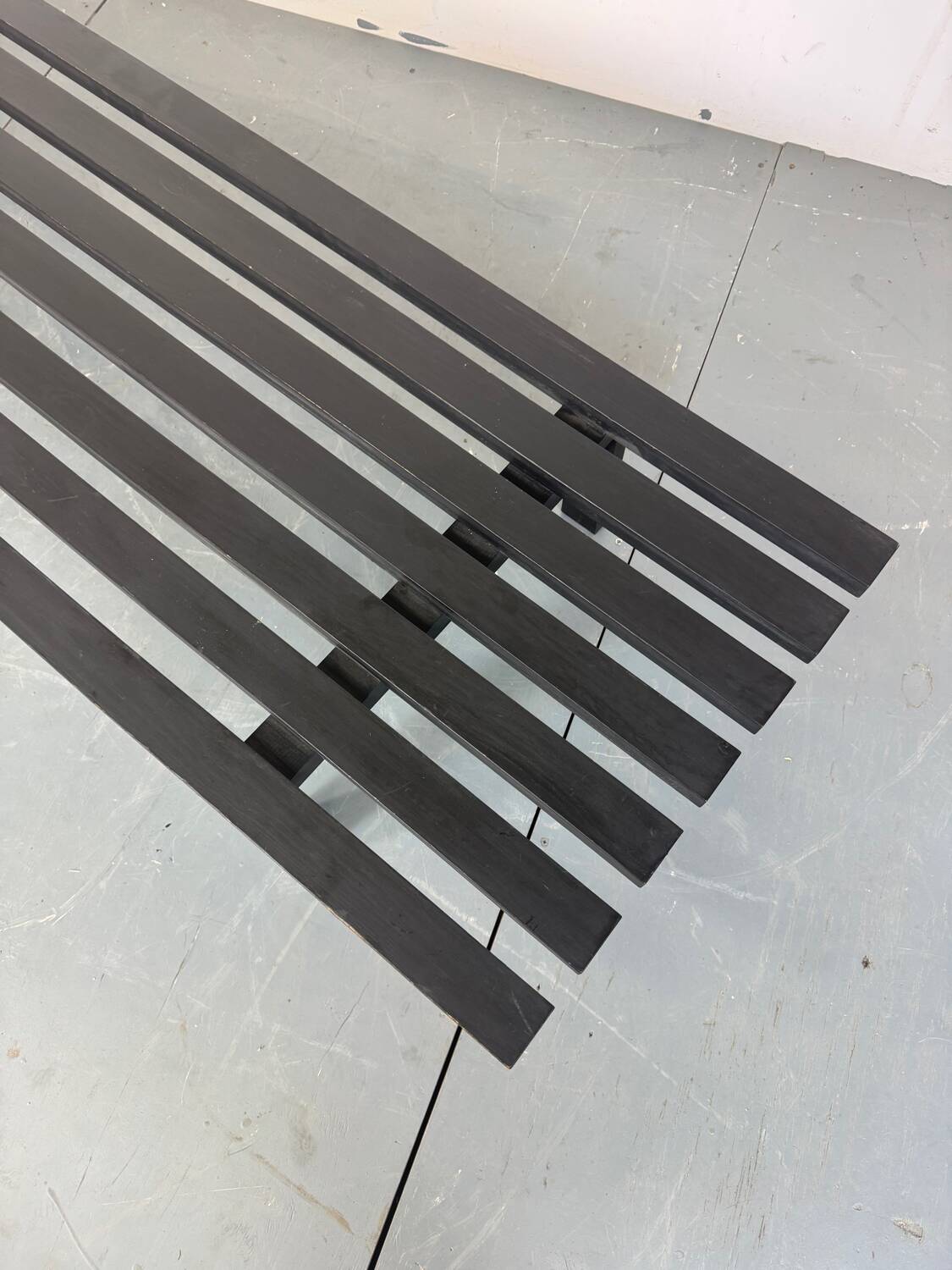 XL Vintage MCM Martin Visser black slat bench coffee table, 1960s