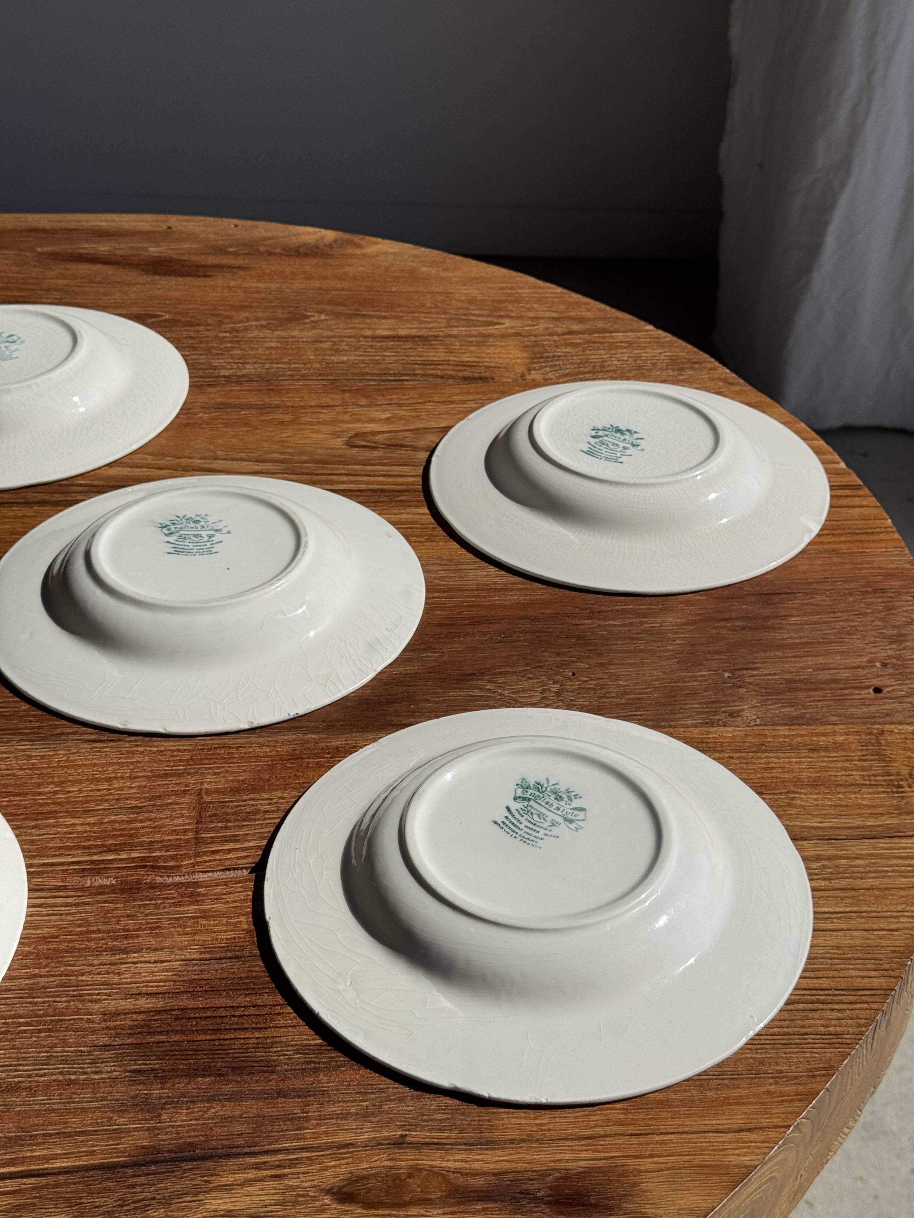 Lot de 5 assiettes anglaises bleues D23