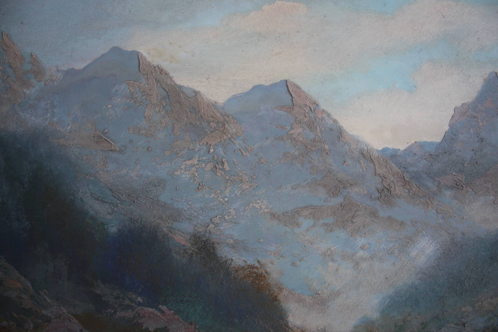 Hand painted painting, oil on fiberboard, signed, Czechoslovakia, 1960's.