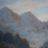 Hand painted painting, oil on fiberboard, signed, Czechoslovakia, 1960's.