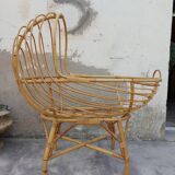 Vintage rattan cradle 1950