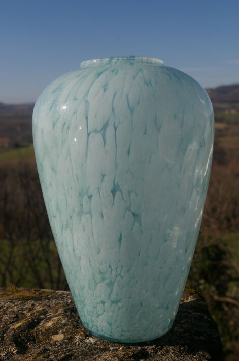 Blue clichy blown glass vase
