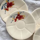 5 sous tasse à café en faïence fleurs vintage Digoin Sarreguemines 9225