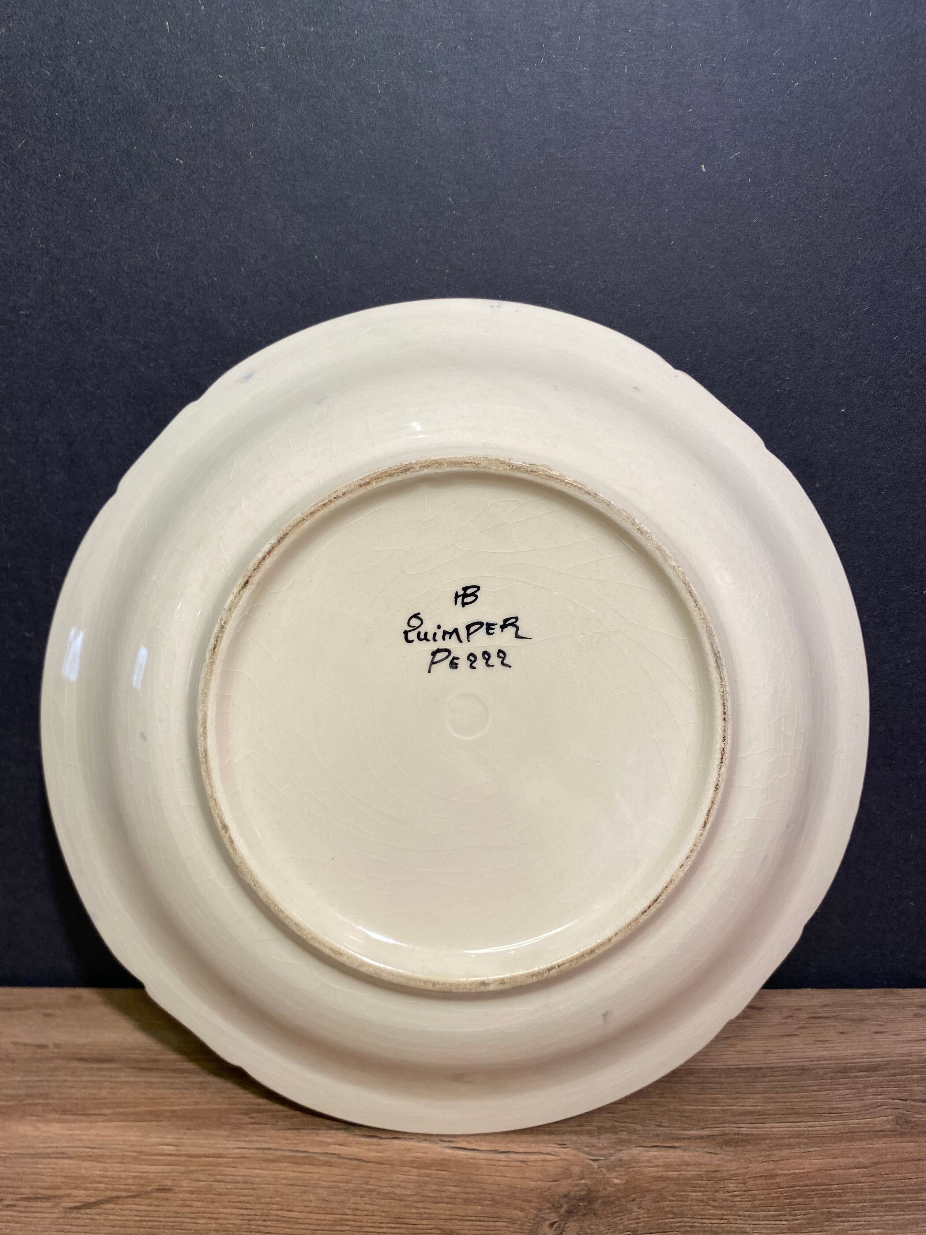 Hollow earthenware dish from Quimper HB