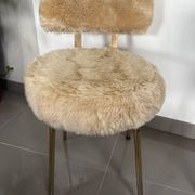 Pair of vintage chairs in beige Dralon® and gold metal.