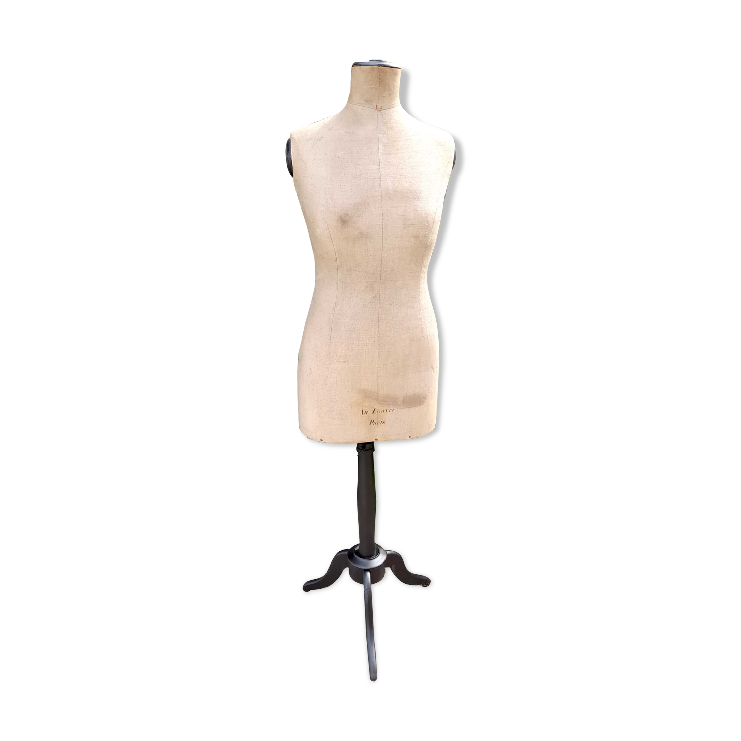 Old couture mannequin "au louvre" bust in fabrics and wood 1900 size 44
