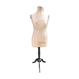 Old couture mannequin "au louvre" bust in fabrics and wood 1900 size 44
