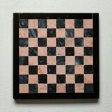 Small chessboard in coral marble and black marble - Italy - Second half of the twentieth century
