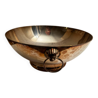 Large silver-plated metal centrepiece – handles in the shape of heads of a hare