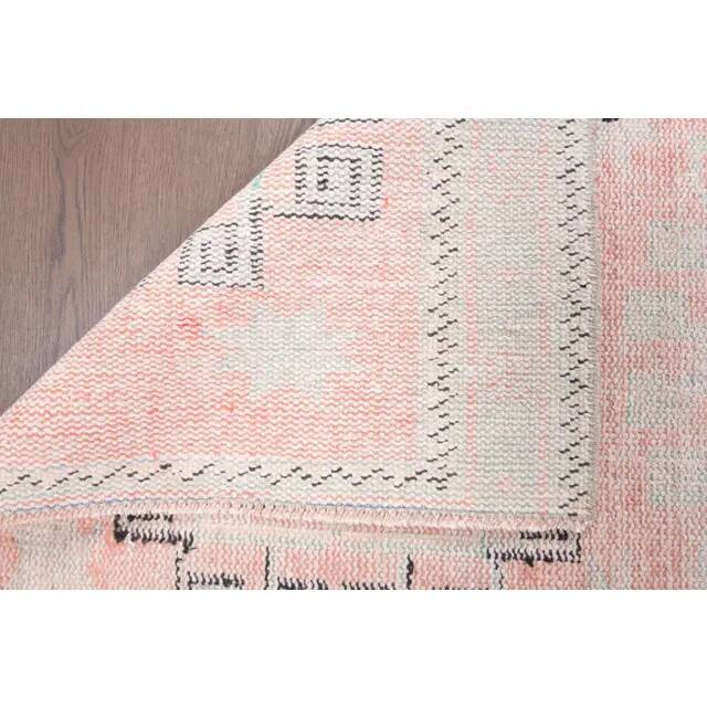 Vintage Turkish Oushak Handmade Cotton Orange Wool Runner Rug 82x328