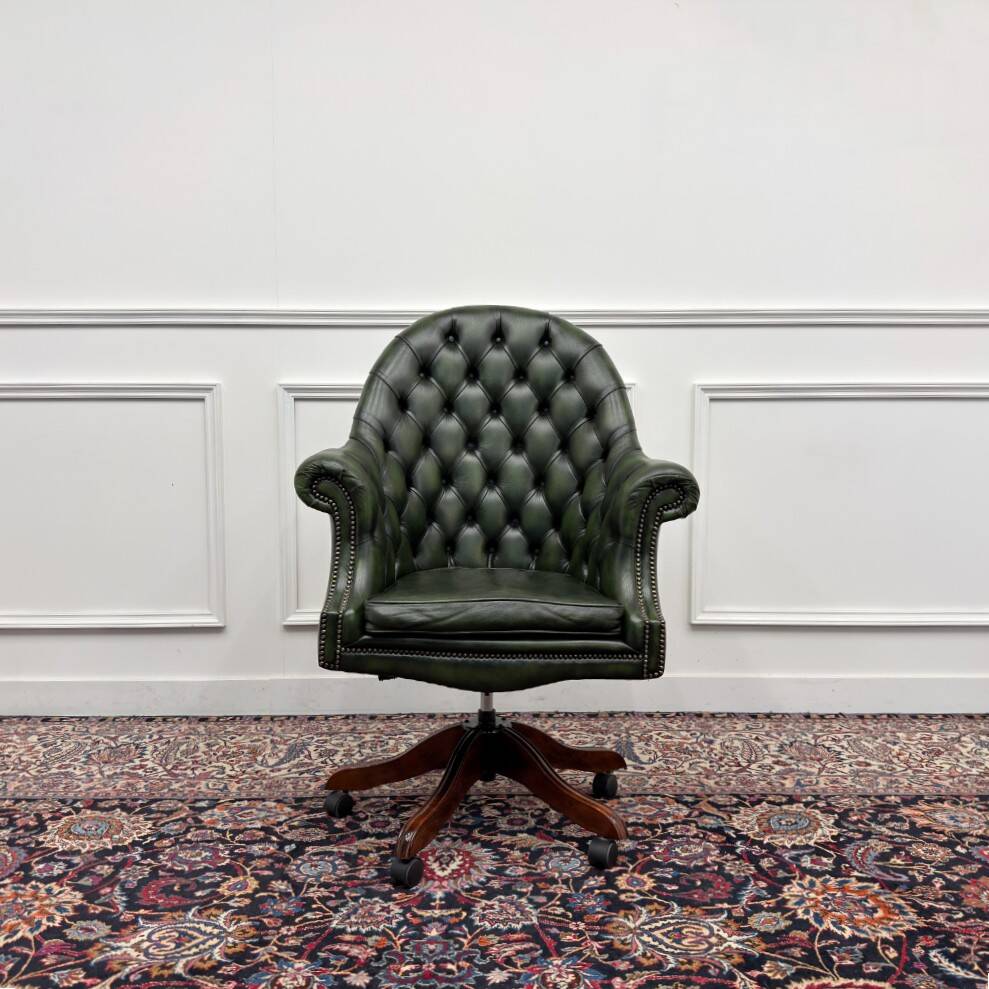 Classic English Chesterfield Director Chair Green