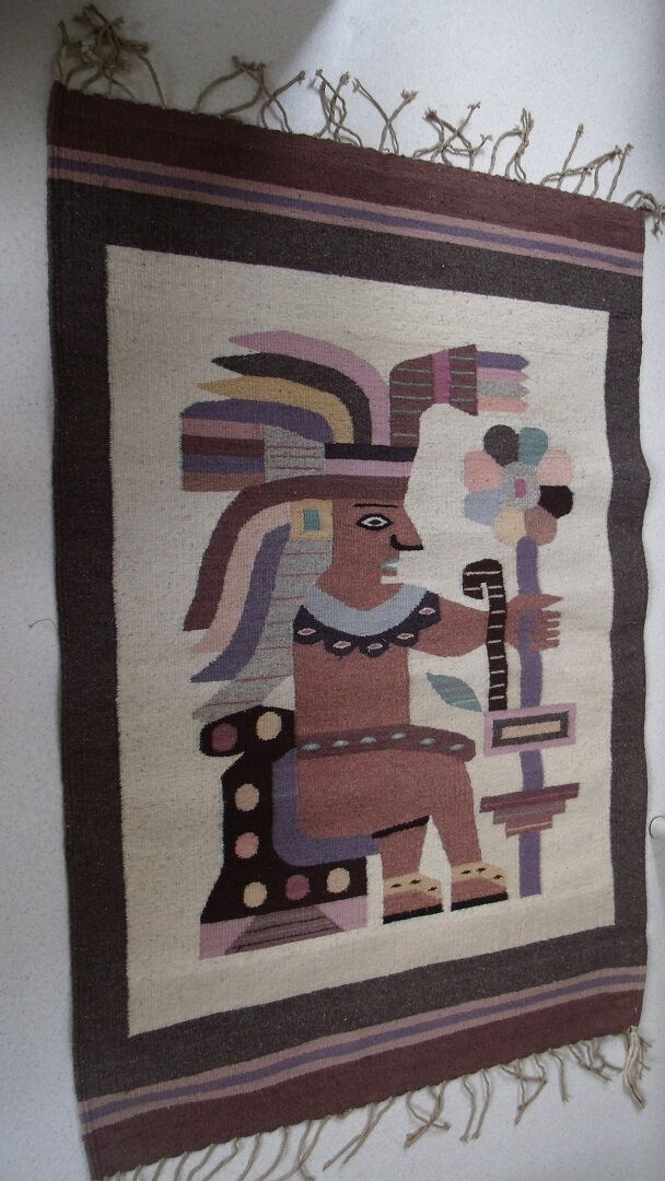 Carpet wool decorative Mexican ethnic, 146 x 97