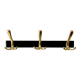 Vintage coat rack in lacquered metal with three golden aluminum hooks